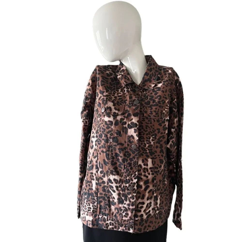 Peach Love California Cheetah Print Lightweight Jean Jacket